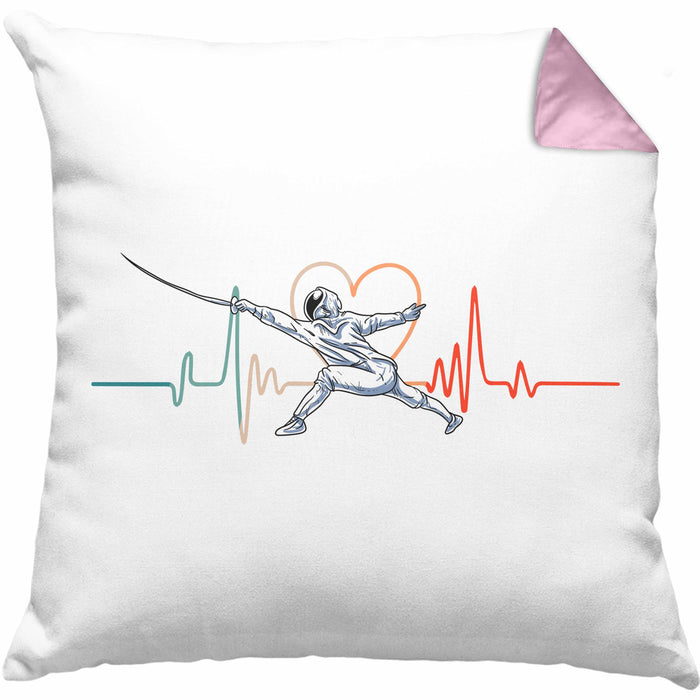 Lustige Fechten-Kissen mit Füllung 40x40 Geschenk für Fechter Herzschlag (Grau) Rosa Trendation