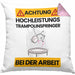 Trampolinspringer Kissen mit Füllung 40x40 Geschenk Lustiger Spruch Geschenkidee für Trampolinspringer Achtung Hochleistungs Trampolinspringer Bei Der Arbeit (Grau) Rosa Trendation