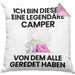 Camper Geschenk Kissen mit Füllung 40x40 Lustige Geschenkidee Geburtstag für Camper Ich Bin Dieser Legendäre Camper Von Dem Alle Geredet Haben (Grau) Rosa Trendation