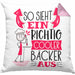 Bäcker Kissen mit Füllung 40x40 Geschenk So Sieht Ein RIchtig Cooler Bäcker Aus Geschenkidee Lustiger Spruch Geburtstag (Grau) Rosa Trendation
