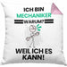 Mechaniker Geschenk Kissen mit Füllung 40x40 Lustiger Spruch Ich Bin Mechaniker Warum Weil Ich Es Kann Geschenkidee Bester Mechaniker Geburtstag (Grau) Rosa Trendation