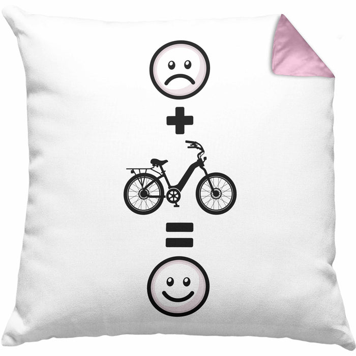E-bike Kissen mit Füllung 40x40 Geschenk für E-Bike fahrer Geburtstag Lustige Geschenkidee :( + E-Bike = :) (Grau) Rosa Trendation