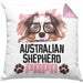 Australian Shepherd Papa Besitzer Kissen mit Füllung 40x40 Geschenk Lustiger Spruch Geschenkidee Australian Shepherd Liebhaber (Grau) Rosa Trendation
