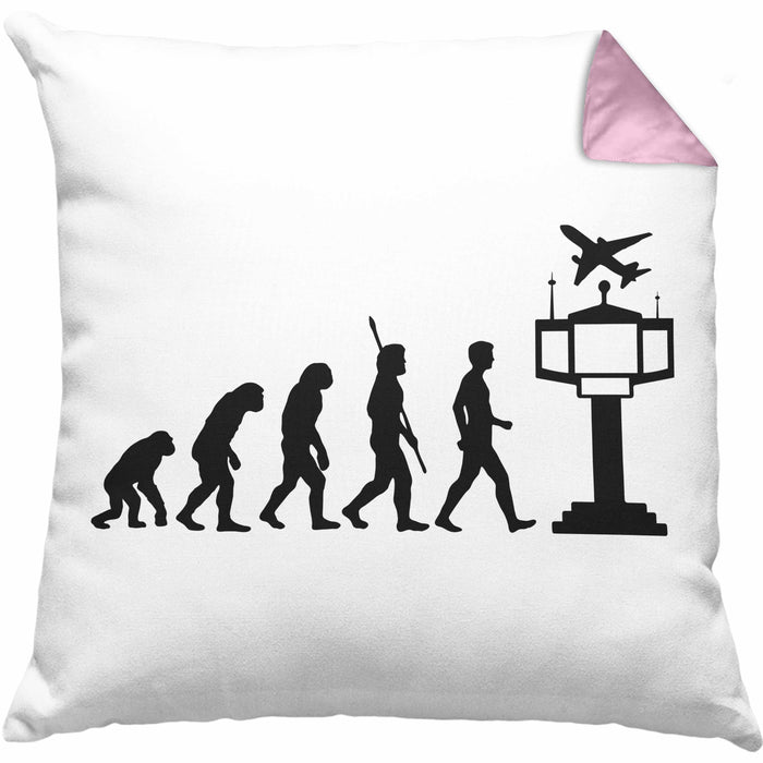 Fluglotse Kissen mit Füllung 40x40 Geschenk Flughafen Arbeiter Geschenkidee Evolution (Grau) Rosa Trendation