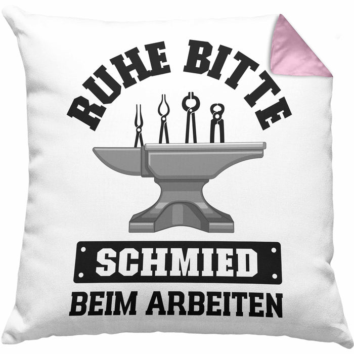 Schmied Geschenke Kissen mit Füllung 40x40 mit Spruch Hufschmied Geschenkidee (Grau) Rosa Trendation