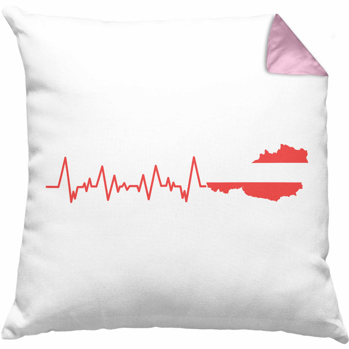 Austria Kissen mit Füllung 40x40 Geschenk Herzschlag Österreich Heimat Alpen EKG (Grau) Rosa Trendation
