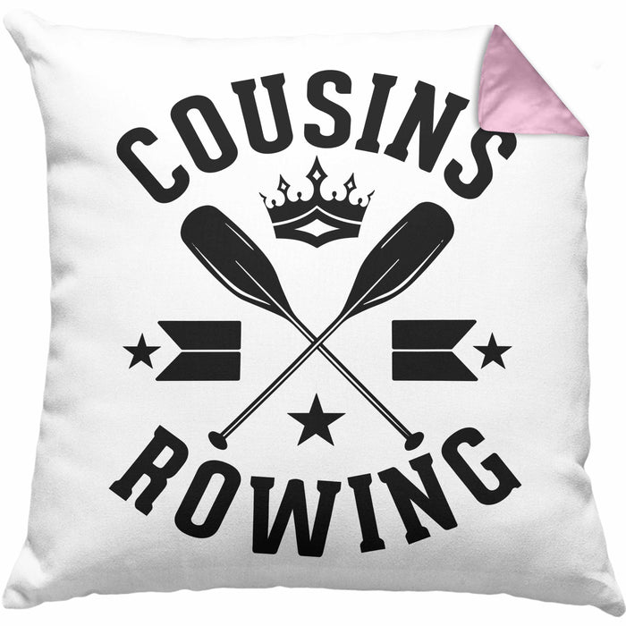 Cousins Rowing Kissen mit Füllung 40x40 Geschenk Rudern Paddelboot Cousinen-Treff Cousins (Grau) Rosa Trendation