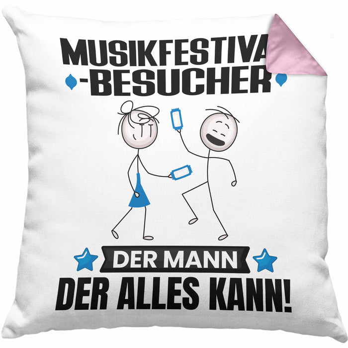 Musikfestival-Besucher Kissen mit Füllung 40x40 Geschenk für Musikfestival-Besucher Der Mann Der Alles Kann Geschenkidee zum Geburtstag (Grau) Rosa Trendation