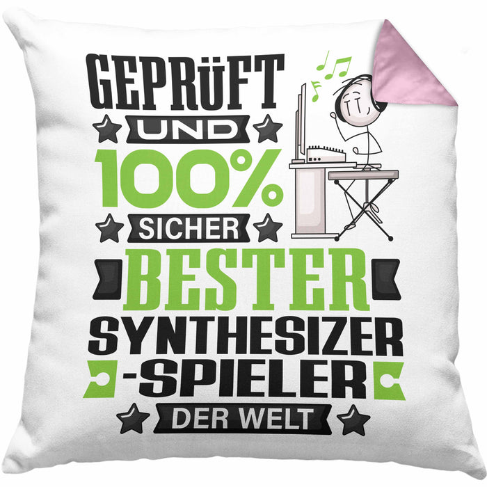 Synthesizer-Spieler Geschenk Lustiger Spruch für Synthesizer-Spieler Geschenkidee Bester Synthesizer-Spieler Der WeltKissen mit Füllung 40x40 (Grau) Rosa Trendation