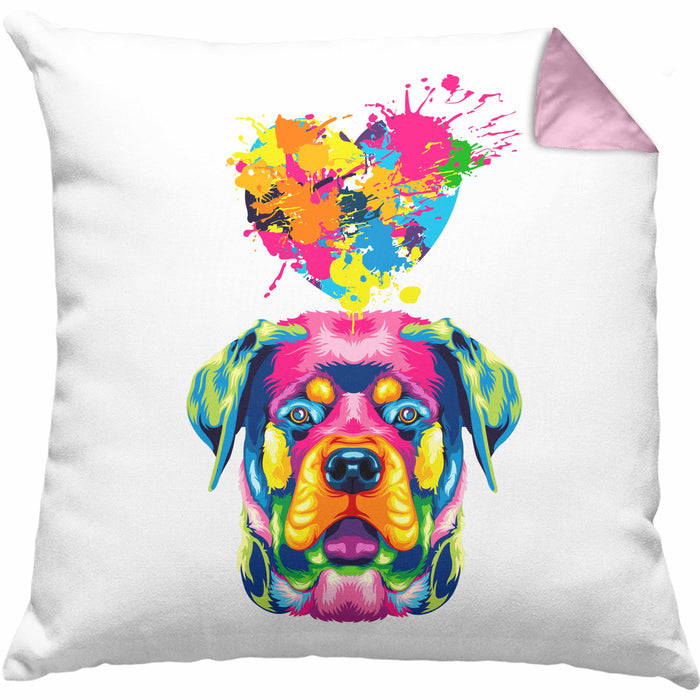 Rottweiler Herz Farbe Besitzer Kissen mit Füllung 40x40 Geschenk Lustiger Spruch Geschenkidee Rottweiler Liebhaber (Grau) Rosa Trendation