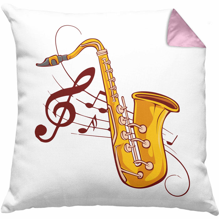 Lustige Saxofon-Kissen mit Füllung 40x40 Geschenk Saxofonspieler Geschenkidee (Grau) Rosa Trendation