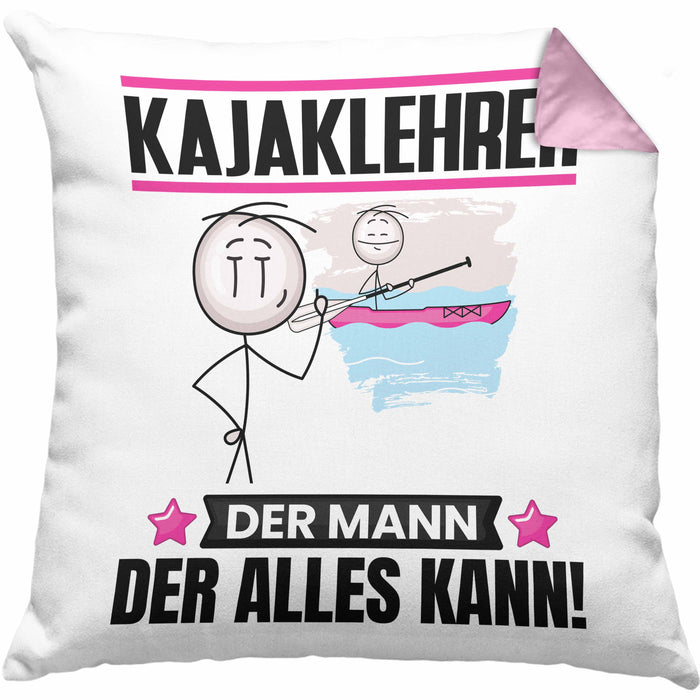 Kajaklehrer Kissen mit Füllung 40x40 Geschenk für Kajaklehrer Der Mann Der Alles Kann Geschenkidee zum Geburtstag (Grau) Rosa Trendation