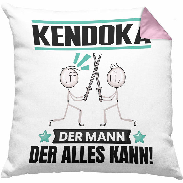 Kendoka Kissen mit Füllung 40x40 Geschenk für Kendoka Der Mann Der Alles Kann Geschenkidee zum Geburtstag (Grau) Rosa Trendation
