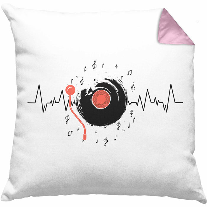 Schallplatte Geschenk Vinyl Herzschlag Vintage Retro Musik DJ Geschenk Kissen mit Füllung 40x40 (Grau) Rosa Trendation