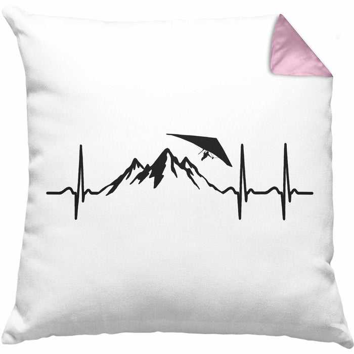 Geschenk für Drachenflieger Kissen mit Füllung 40x40 Herzschlag Hängegleiter Motiv (Grau) Rosa Trendation