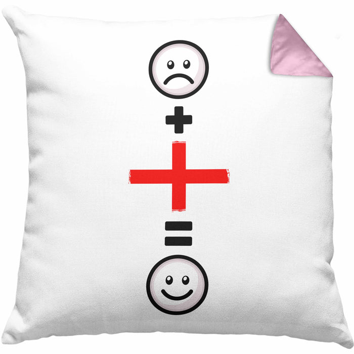 Bologna Italien Kissen mit Füllung 40x40 Geschenk für Bologna Urlauber Lustige Geschenkidee :( + Bologna = :) Geburtstag (Grau) Rosa Trendation