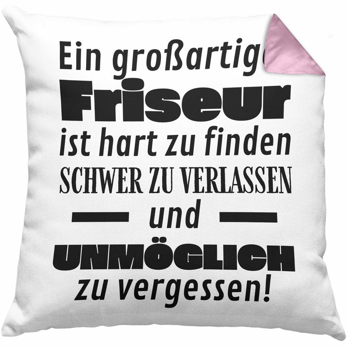 Friseur Abschied Geschenk Kissen mit Füllung 40x40 Abschiedsgeschenk für Friseur Hart Zu Finden Schwer Zu Verlassen (Grau) Rosa Trendation