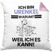 Urenkel Geschenk Kissen mit Füllung 40x40 Lustiger Spruch Ich Bin Urenkel Warum Weil Ich Es Kann Geschenkidee Bester Urenkel Geburtstag (Grau) Rosa Trendation