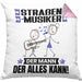 Straßenmusiker Kissen mit Füllung 40x40 Geschenk für Straßenmusiker Der Mann Der Alles Kann Geschenkidee zum Geburtstag (Grau) Rosa Trendation