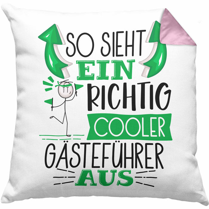 Gästeführer Kissen mit Füllung 40x40 Geschenk So Sieht Ein RIchtig Cooler Gästeführer Aus Geschenkidee Lustiger Spruch Geburtstag (Grau) Rosa Trendation