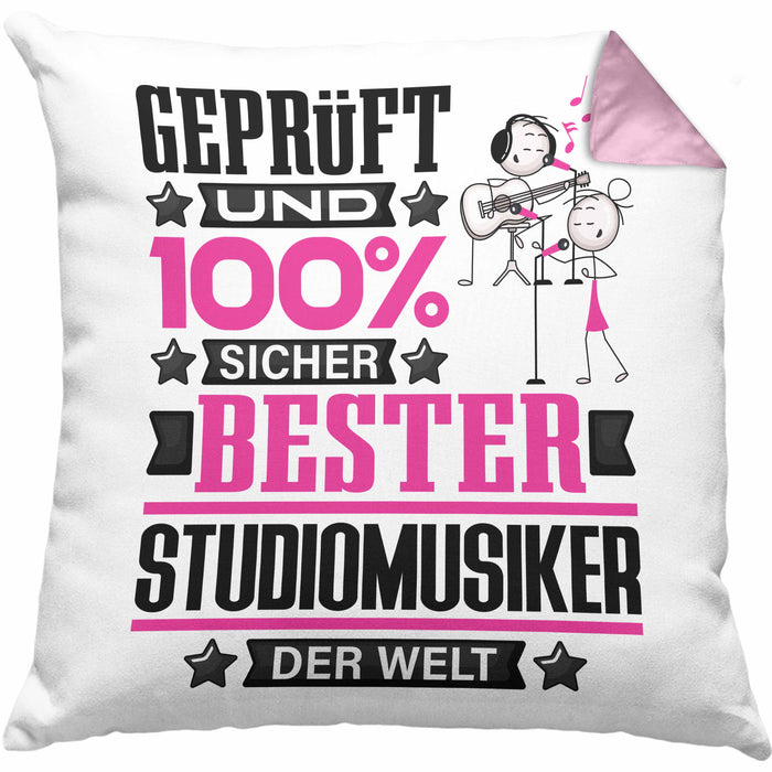 Studiomusiker Geschenk Lustiger Spruch für Studiomusiker Geschenkidee Bester Studiomusiker Der WeltKissen mit Füllung 40x40 (Grau) Rosa Trendation