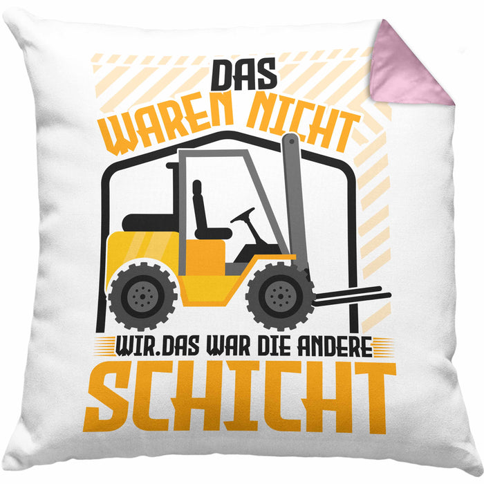 Staplerfahrer Kissen mit Füllung 40x40 Geschenk für Gabelstapelfahrer Lagerist Geschenkidee Lager (Grau) Rosa Trendation