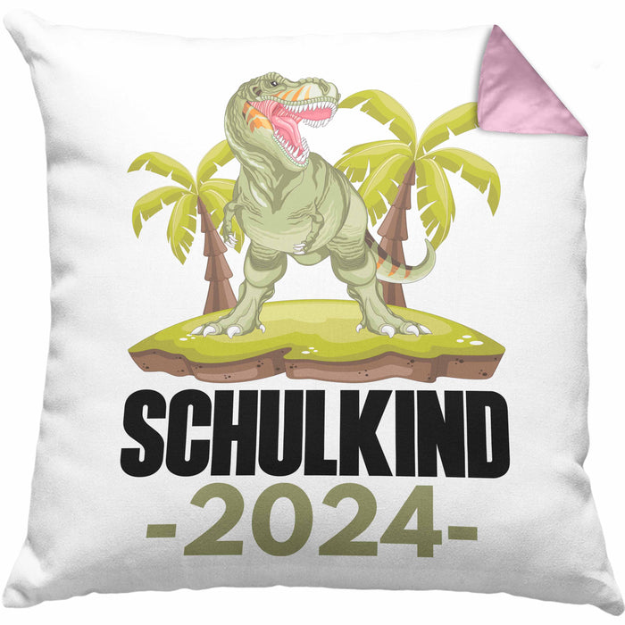 Einschulung Junge Geschenk für Schultüte Füllung Kissen mit Füllung 40x40 Schulstart 1 Schultag Schuleinführung Schulanfang Geschenkidee Schulkind Jungs 2024 (Grau) Rosa Trendation