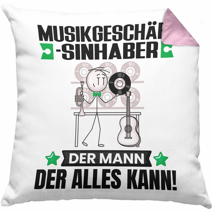 Musikgeschäftsinhaber Kissen mit Füllung 40x40 Geschenk für Musikgeschäftsinhaber Der Mann Der Alles Kann Geschenkidee zum Geburtstag (Grau) Rosa Trendation