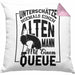 Billard Pool Kissen mit Füllung 40x40 Geschenk Unterschätze Niemals Einen Alten Mann Mit Einem Queue (Grau) Rosa Trendation