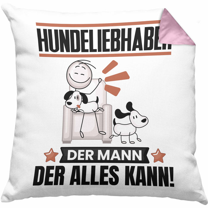 Hundeliebhaber Kissen mit Füllung 40x40 Geschenk für Hundeliebhaber Der Mann Der Alles Kann Geschenkidee zum Geburtstag (Grau) Rosa Trendation