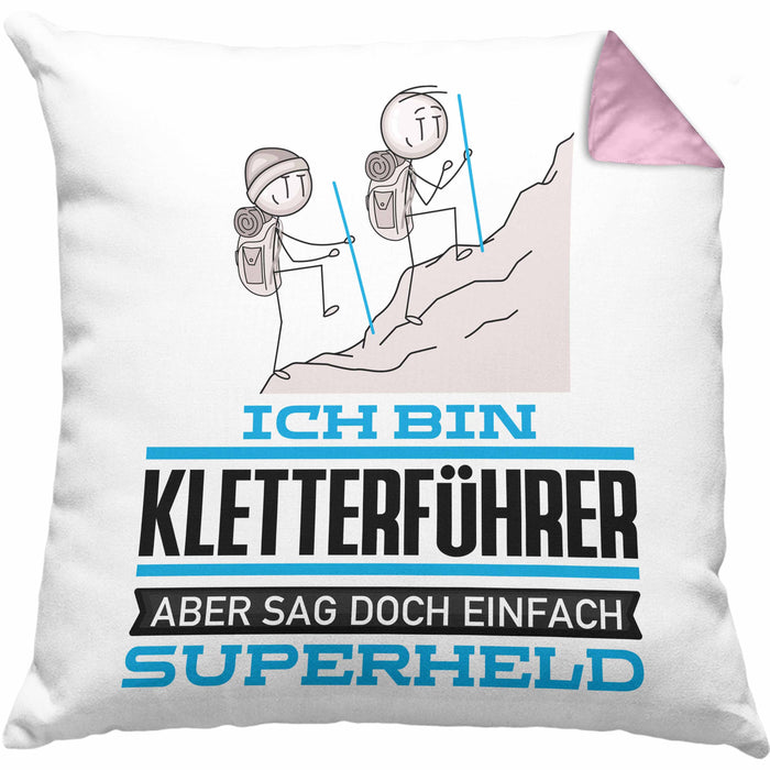 Kletterführer Geschenk Kissen mit Füllung 40x40 Ich Bin Kletterführer Aber Sag Doch Einfach Superheld Lustige Geschenkdiee für Kletterführer (Grau) Rosa Trendation