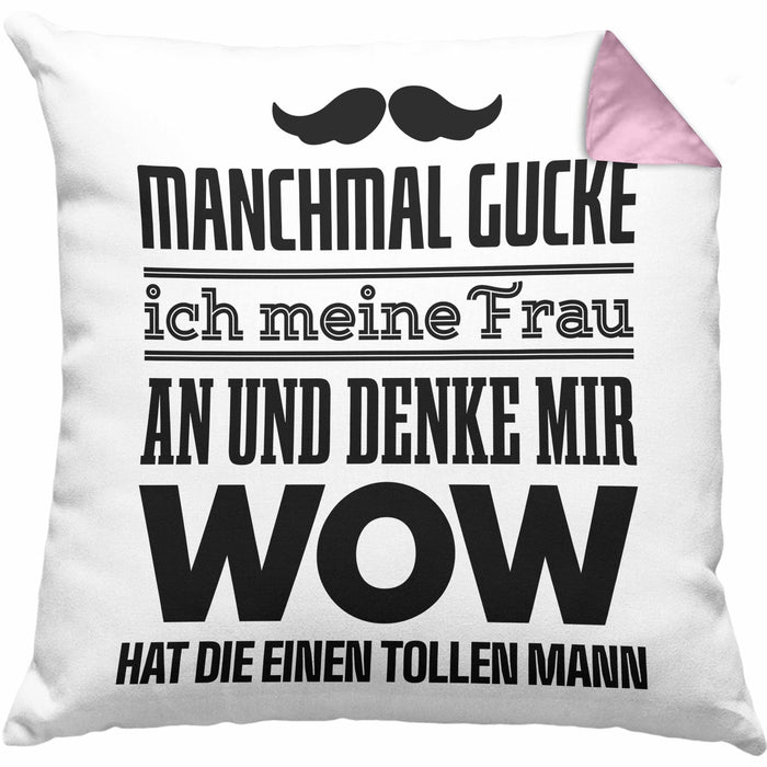 Ehefrau Ehemann Kissen mit Füllung 40x40 mit Spruch Lustiges Geschenk Frau Männer Toller Mann (Grau) Rosa Trendation