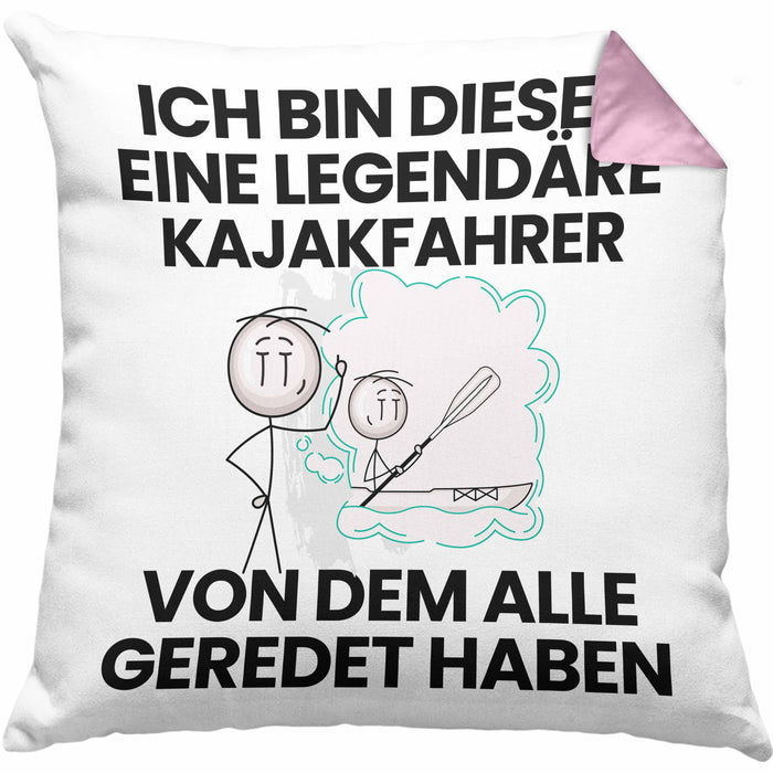 Kajakfahrer Geschenk Kissen mit Füllung 40x40 Lustige Geschenkidee Geburtstag für Kajakfahrer Ich Bin Dieser Legendäre Kajakfahrer Von Dem Alle Geredet Haben (Grau) Rosa Trendation