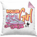 Lustige Rollschuh Kissen mit Füllung 40x40 Geschenk für Roller Girls "Roller Girl" Nostalgie 80er 90er Jahre (Grau) Rosa Trendation