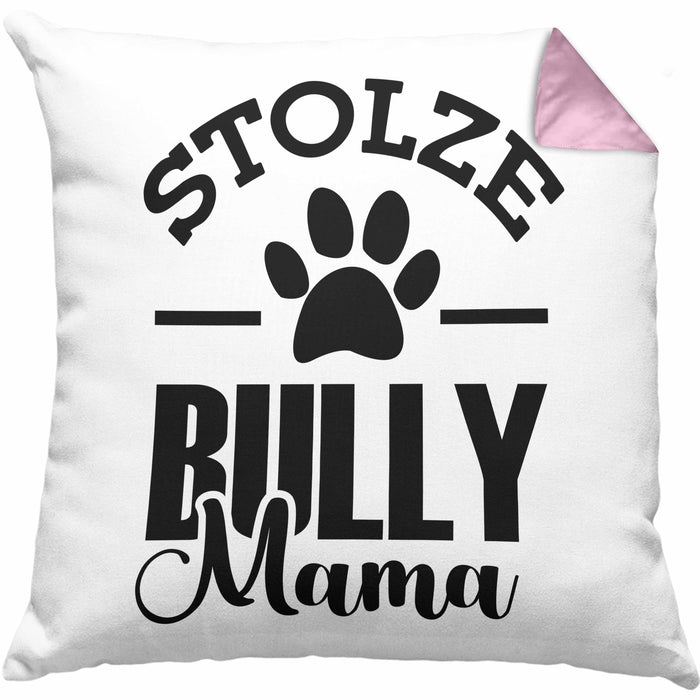 Hunde Kissen mit Füllung 40x40 Geschenk für stolze Bully-Mamas Bully Hunde Geschenkidee (Grau) Rosa Trendation