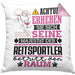 Reitsportler Geschenk Kissen mit Füllung 40x40 Lustiger Spruch Erheben Sie Sich Der Reitsportler Betritt den Raum (Grau) Rosa Trendation