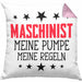 Maschinist Kissen mit Füllung 40x40 Geschenk Meine Pumpe Meine Regeln Maschinenführer (Grau) Rosa Trendation