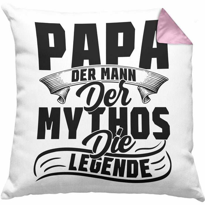 Papa Der Mann Der Mythos Die Legende Kissen mit Füllung 40x40 Vatertag Spruch Bester Papa Geschenkidee Vater (Grau) Rosa Trendation