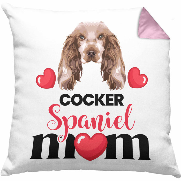 Cocker Spaniel Besitzer Mom Mama Kissen mit Füllung 40x40 Geschenk Lustiger Spruch Geschenkidee Cocker Spaniel Besitzerin (Grau) Rosa Trendation