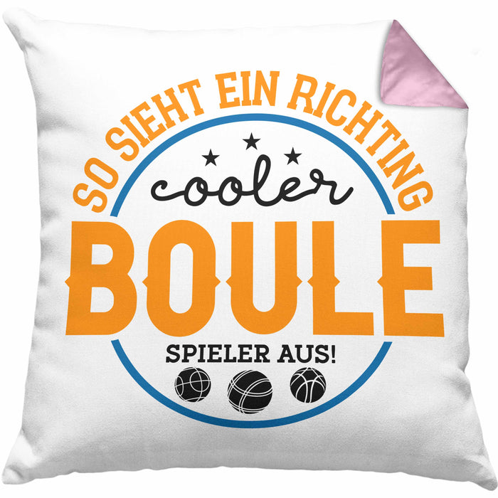 Boule Kissen mit Füllung 40x40 "So Sieht Ein Richtig Cooler Boule Spieler Aus" Kissen mit Füllung 40x40 - Geschenk für Boule-Fans mit Spruch (Grau) Rosa Trendation