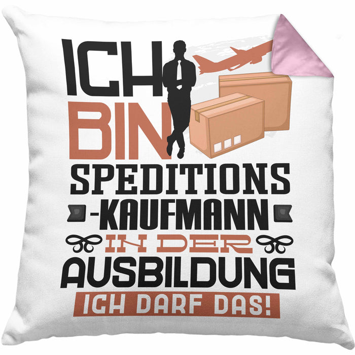 Speditionskaufmann Ausbildung Kissen mit Füllung 40x40 Geschenk Ich Bin Speditionskaufmann In Der Ausbildung Ich Darf Das Geschenkidee Spruch (Grau) Rosa Trendation