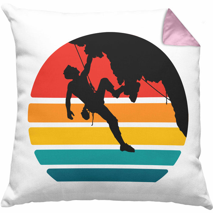 Bouldern Kissen mit Füllung 40x40 Klettern Grafik Geschenk für Kletterfans Boulderer (Grau) Rosa Trendation