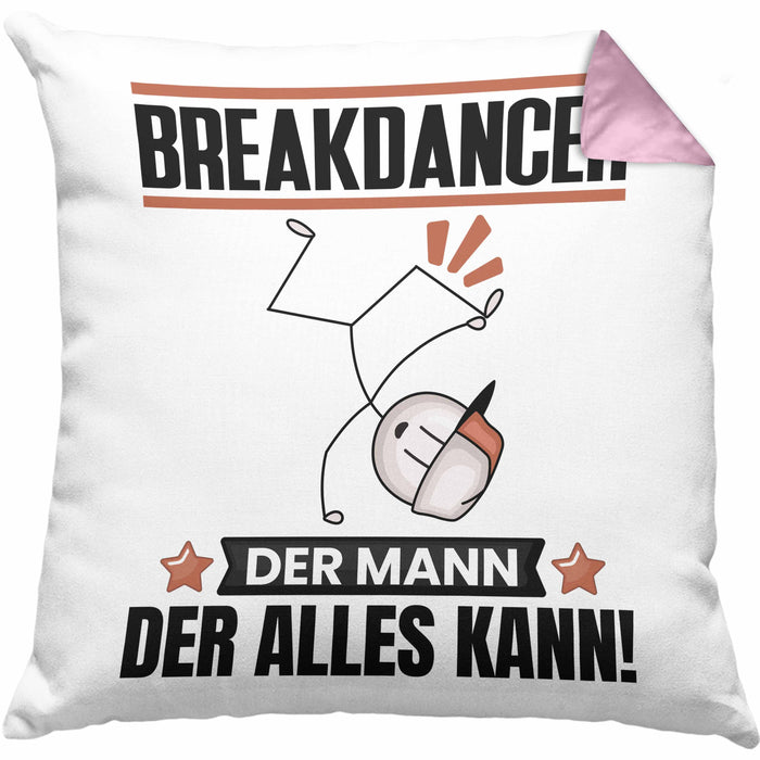 Breakdancer Kissen mit Füllung 40x40 Geschenk für Breakdancer Der Mann Der Alles Kann Geschenkidee zum Geburtstag (Grau) Rosa Trendation