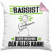 Bassist Kissen mit Füllung 40x40 Geschenk für Bassist Der Mann Der Alles Kann Geschenkidee zum Geburtstag (Grau) Rosa Trendation