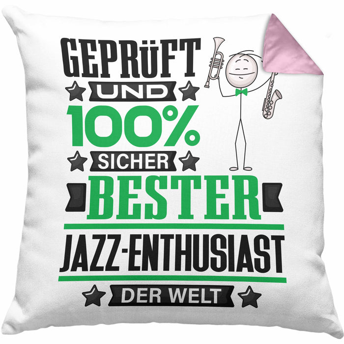 Jazz-Enthusiast Geschenk Lustiger Spruch für Jazz-Enthusiast Geschenkidee Bester Jazz-Enthusiast Der WeltKissen mit Füllung 40x40 (Grau) Rosa Trendation