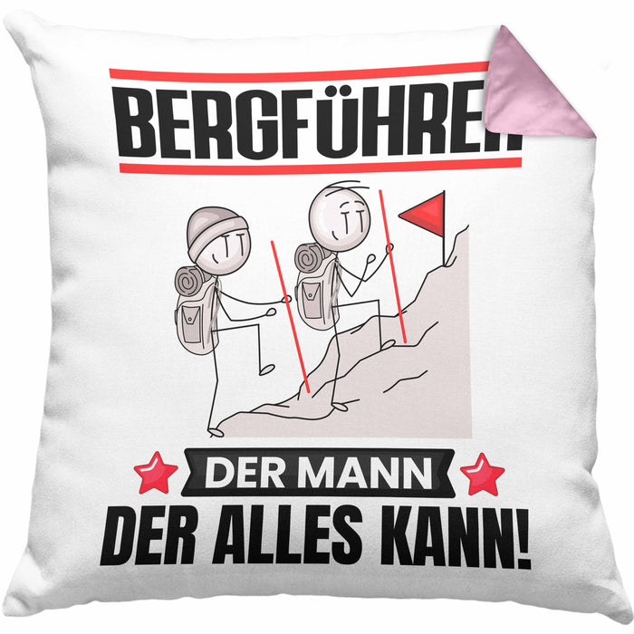 Bergführer Kissen mit Füllung 40x40 Geschenk für Bergführer Der Mann Der Alles Kann Geschenkidee zum Geburtstag (Grau) Rosa Trendation