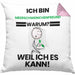 Meerschweinchenfreund Geschenk Kissen mit Füllung 40x40 Lustiger Spruch Ich Bin Meerschweinchenfreund Warum Weil Ich Es Kann Geschenkidee Bester Meerschweinchenfreund Geburtstag (Grau) Rosa Trendation