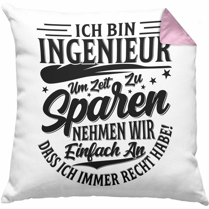 Ingenieur Kissen mit Füllung 40x40 Geschenk Geschenkidee Sprüche Ingenieurswesen Geschenkidee Spruch (Grau) Rosa Trendation