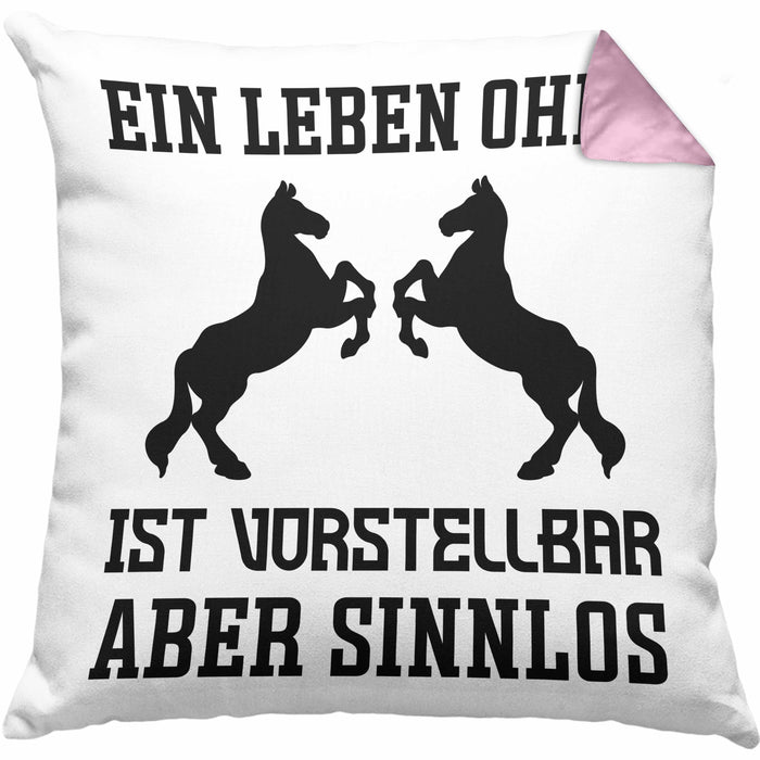 Pferde Kissen mit Füllung 40x40 Lustig Reiterin Geschenk Pferde Geschenke Mädchen Pferdeliebhaber Lustig (Grau) Rosa Trendation