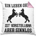 Pferde Kissen mit Füllung 40x40 Lustig Reiterin Geschenk Pferde Geschenke Mädchen Pferdeliebhaber Lustig (Grau) Rosa Trendation